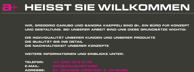 www.aplus-net.com  a  konzept gestaltung, 4056
Basel.