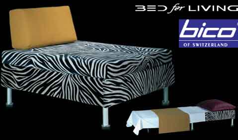 BICO, 1201 Genve, Bed for Living Hocker est un
meuble esthtique et multifonctionnel qui se
transforme en lit simple.