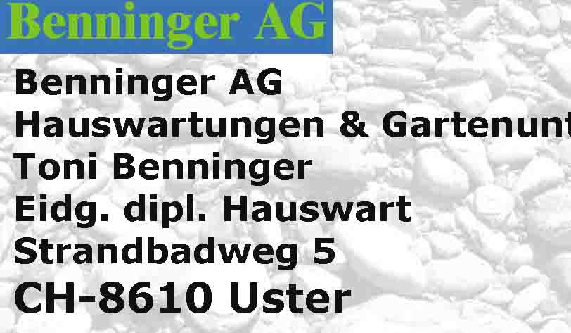 www.benningerag.ch  Benninger AG, 8610 Uster.
