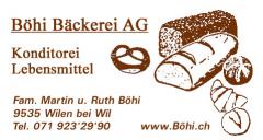 Boehi Baeckerei AG, 9535 Wilen + 9534 Gaehwil