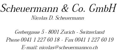 www.scheuermannco.ch  Scheuermann &amp; Co. GmbH, 8001Zrich.