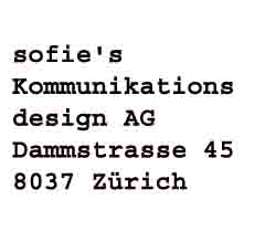 www.sofies.ch  Sofie's Kommunikationsdesign, 8037Zrich.