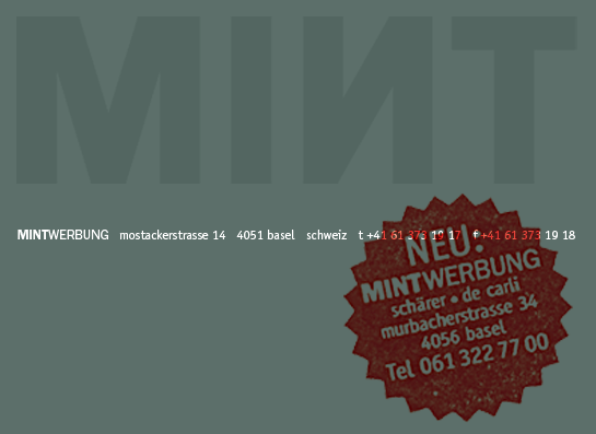 www.mintwerbung.ch  MINTWERBUNG, 4051 Basel.