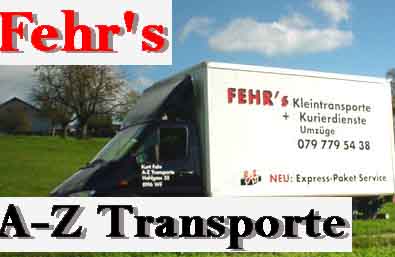 www.a-z-transporte.ch  Fehr`s A-Z Kleintransporte  Kurierdienste, 8196 Wil ZH.