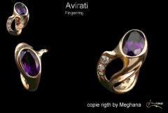 18 carat Gold Designer Amethyst -Ring mit Brillanten