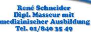 Massage Praxis Ren Schneider Regensdorf , Masseur mit medizinischer Ausbildung. 